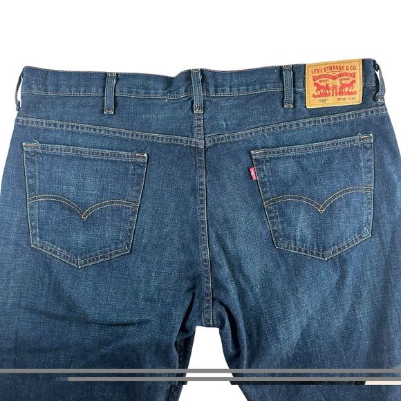 Levis 569 Loose Fit Jeans Men’s 38x30 Dark Wash Baggy Straight Denim Y2K - Picture 4 of 13
